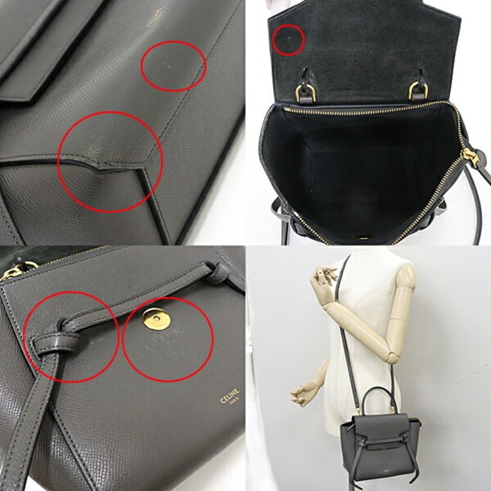 CELINE Nano Belt Bag Shoulder Handbag Grained Calfskin 189003ZVA Grey - Picture 3 of 3
